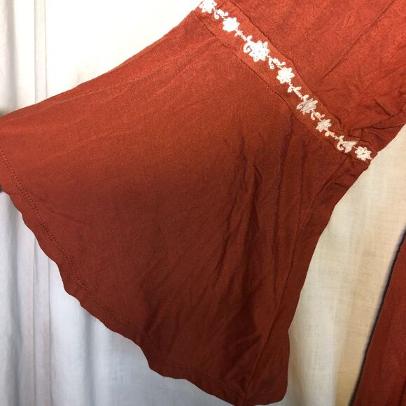 Terra Cotta & White Baby Doll Top Torrid Size 2 Flared Sleeves - Picture 4 of 11